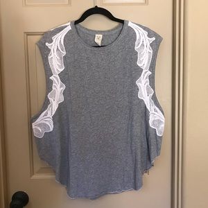 Free People Lace Trim Muscle Tee